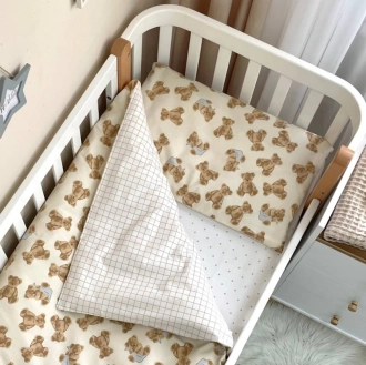 Комплект сменного белья MSonya (Маленькая Соня) Baby Mix Плюшевые мишки 110×90 см Бежевый - Фото 1