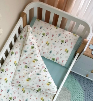 Комплект сменного белья MSonya (Маленькая Соня) Baby Mix Лес 110×90 см Мятный - Фото 1