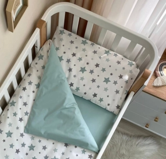 Комплект змінної білизни MSonya (Маленька Соня) Baby Dream Stars 110×90 см М'ятний - Фото 1