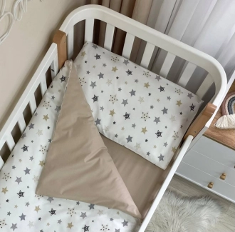 Комплект сменного белья MSonya (Маленькая Соня) Baby Dream Stars 110×90 см Бежевый - Фото 1