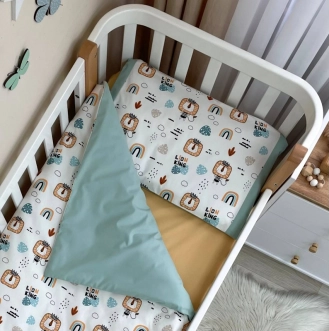 Комплект сменного белья MSonya (Маленькая Соня) Baby Dream Львы с радугами 110×90 см Мятный - Фото 1