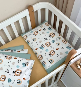 Комплект сменного белья MSonya (Маленькая Соня) Baby Dream Львы с радугами 110×90 см Мятный - Фото 2