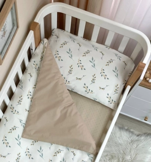 Комплект сменного белья MSonya (Маленькая Соня) Baby Dream Веточки котики 110×90 см Мятный - Фото 1