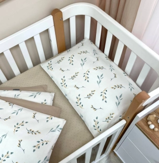 Комплект сменного белья MSonya (Маленькая Соня) Baby Dream Веточки котики 110×90 см Мятный - Фото 2