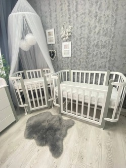 Кроватка детская Babymax Престиж Трансформер 120×60 см Бело-серый - Фото 2