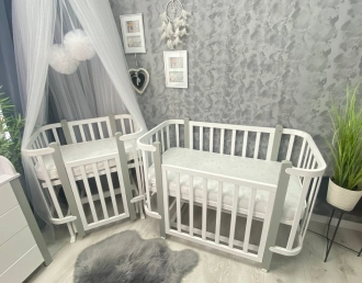 Кроватка детская Babymax Престиж Трансформер 120×60 см Бело-серый - Фото 3