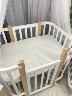 Кроватка детская Babymax Престиж Трансформер 120×60 см Бело-буковый - Фото 2