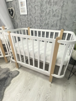 Кроватка детская Babymax Престиж Трансформер 120×60 см Бело-буковый - Фото 4